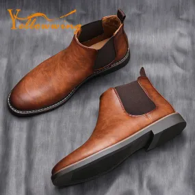 40-46 Men Chelsea ankle boots retro leather for Men