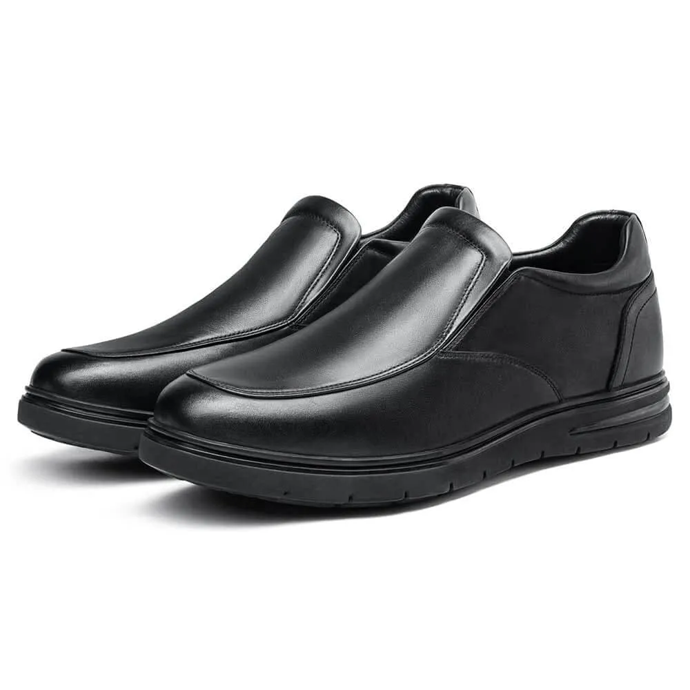 6 CM / 2.36 Inches CMR CHAMARIPA Men's Elevator Loafers: Enhance Your Height with Black Leather Casual Loafers