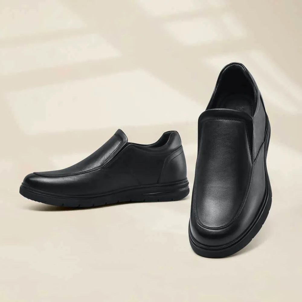 6 CM / 2.36 Inches CMR CHAMARIPA Men's Elevator Loafers: Enhance Your Height with Black Leather Casual Loafers