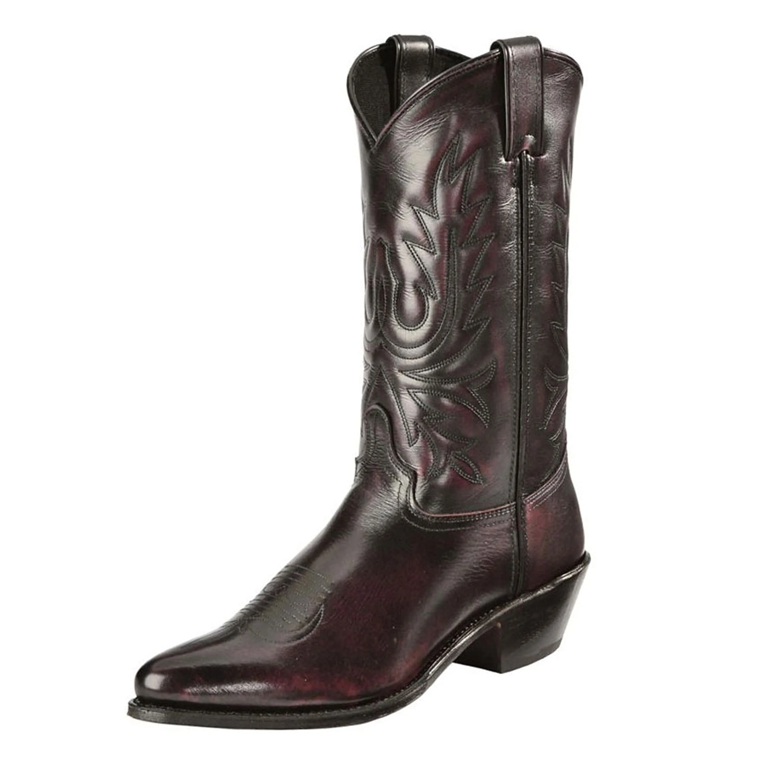 Abilene Men's Cowhide Narrow Round Toe Western Boot, Black Cherry