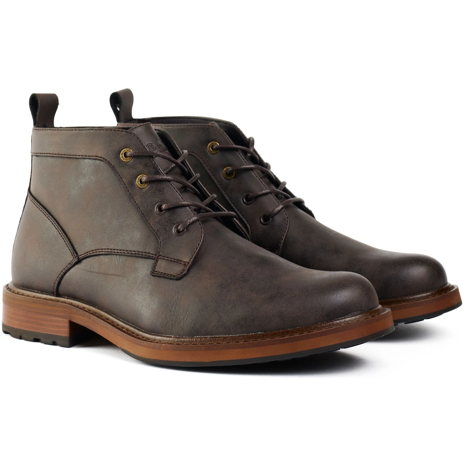 Aspar Men's Vegan Leather Chukka Boots | Brown