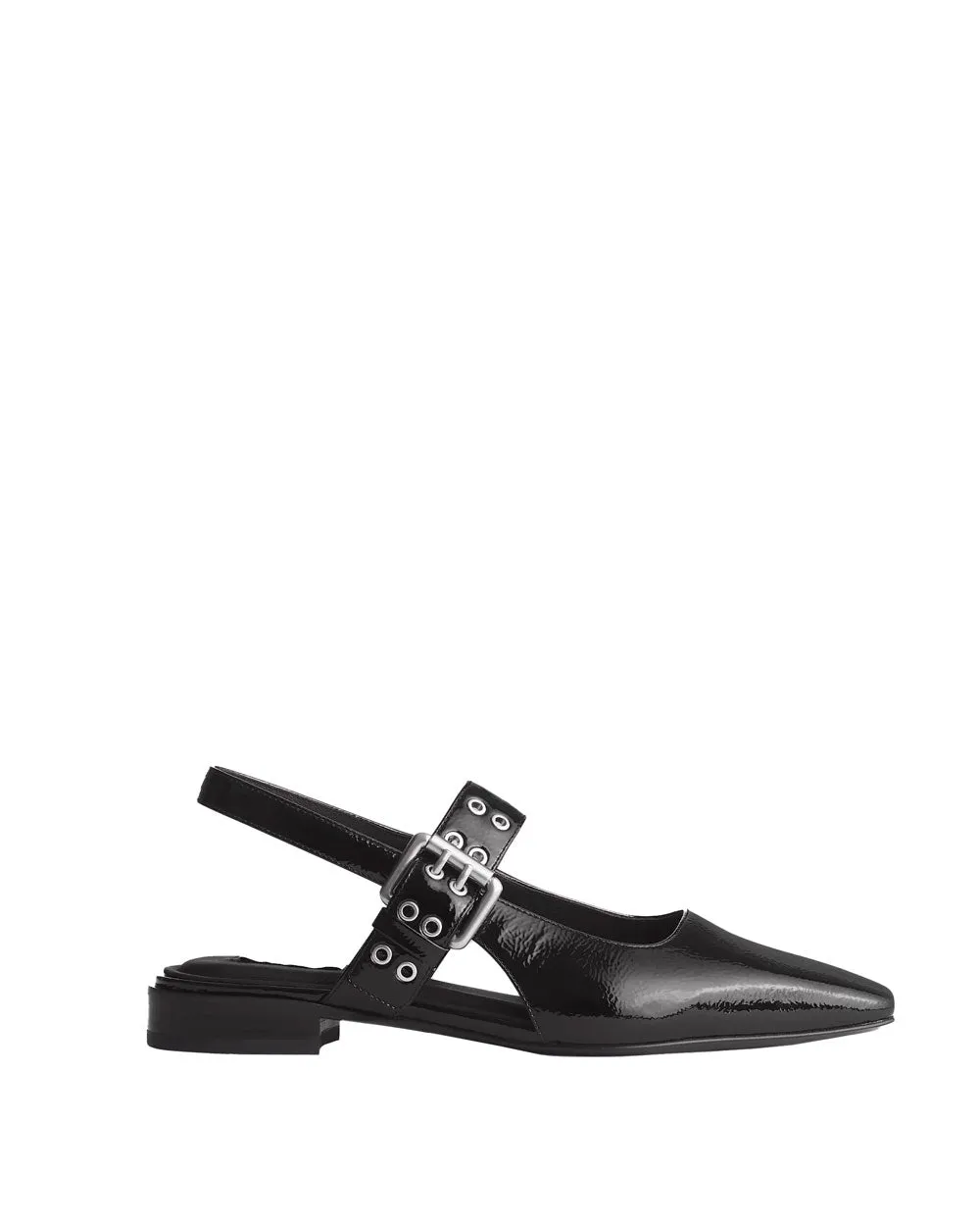 Astra Patent Slingback Flat in Black