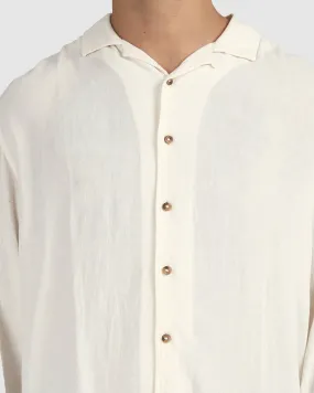 Beat Long Sleeve Button-Down Shirt - Natural