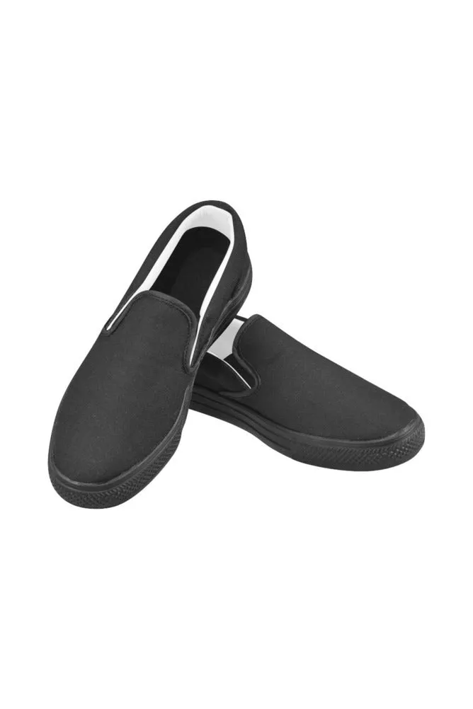 Black Men's Slip-on Canvas Shoes (Model 019)