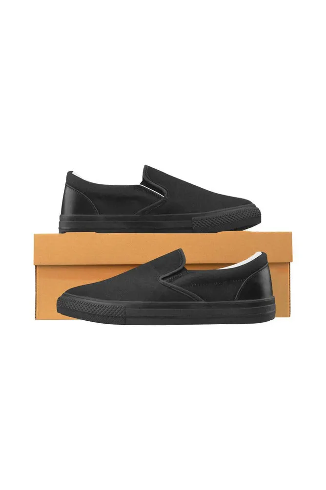 Black Men's Slip-on Canvas Shoes (Model 019)