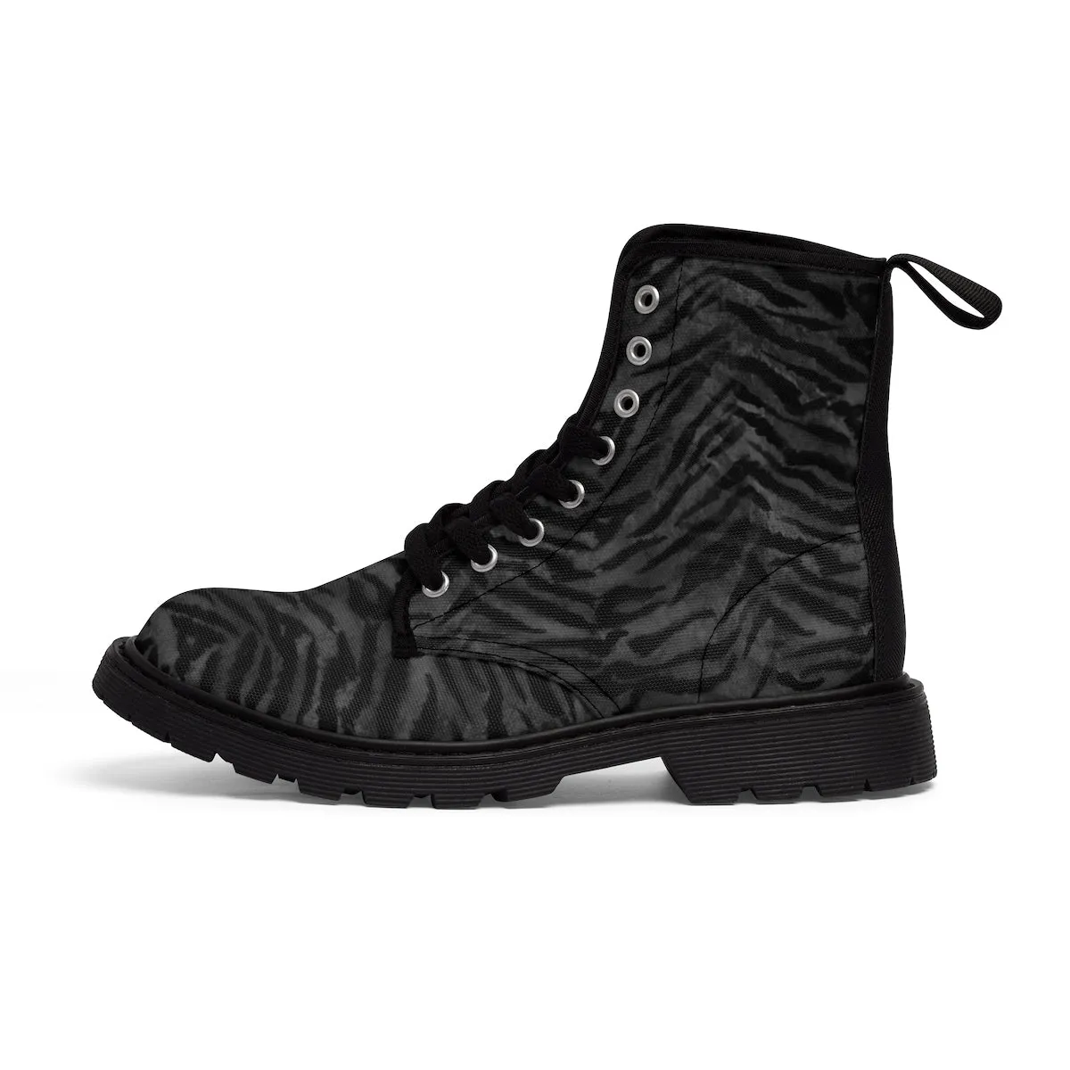 Black Tiger Stripe Men's Boots, Animal Print Pattern Anti Heat   Moisture Hiking Boots