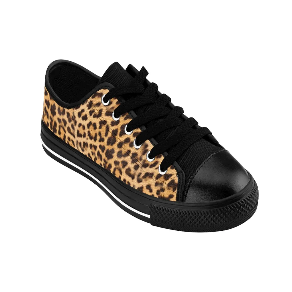 Brown Leopard Men's Sneakers, Beige Animal Print Casual Low Top Fashion Sneakers For Men