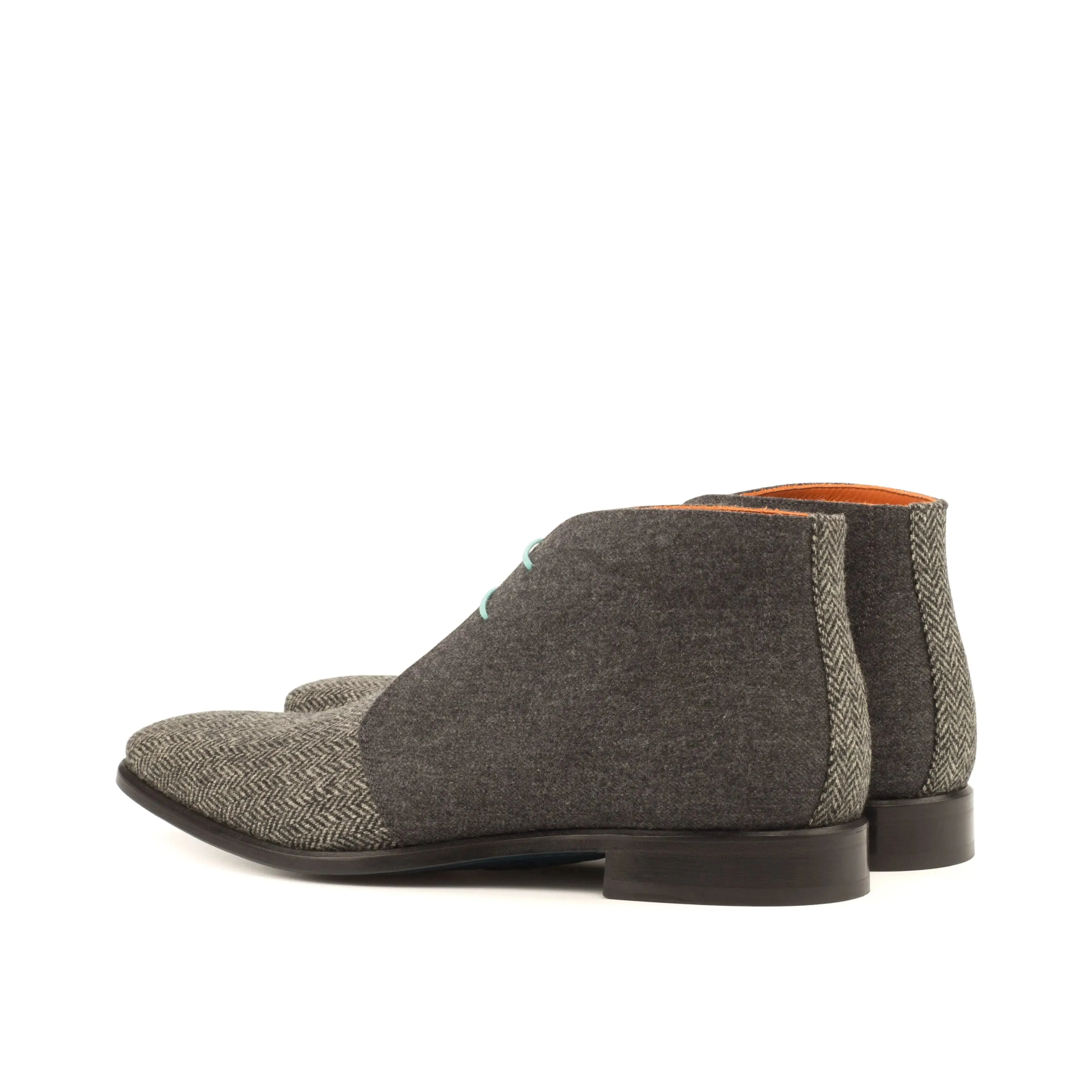 DapperFam Vivace in Dark Grey / Herringbone Men's Flannel & Sartorial Chukka