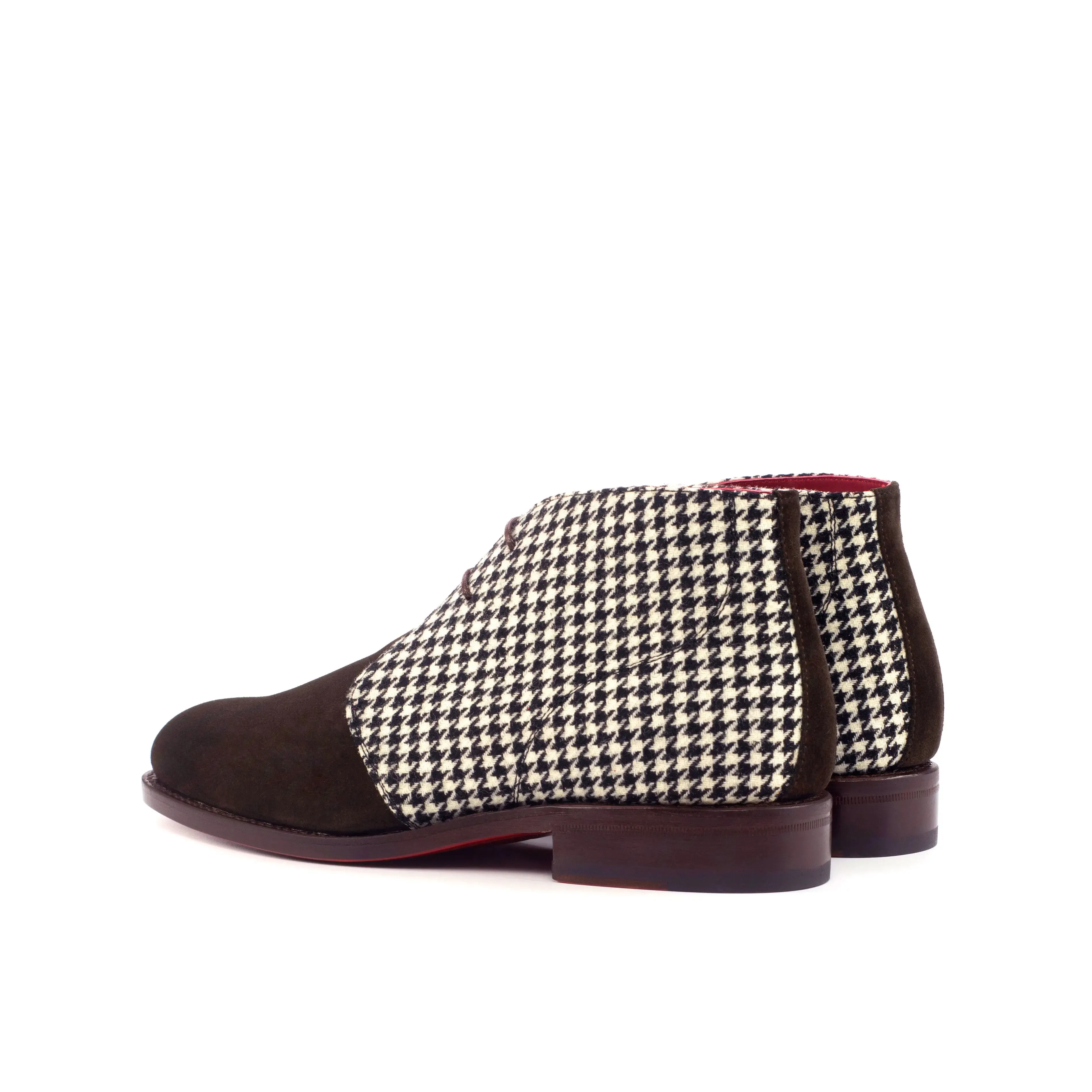 DapperFam Vivace in Houndstooth / Dark Brown Men's Sartorial & Lux Suede Chukka