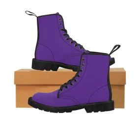 Dark Purple Men's Boots, Best Solid Color Hiking Winter Laced Up Hiking Shoes For Men