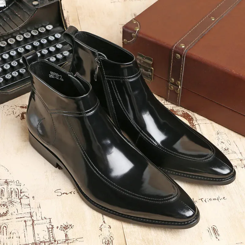 Funki Buys | Boots | Men's Leather Patent Formal Dress Boots