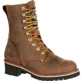 Georgia Men's 8" WP Steel Toe Ins. Logger Work Boot - Brown - GB00065