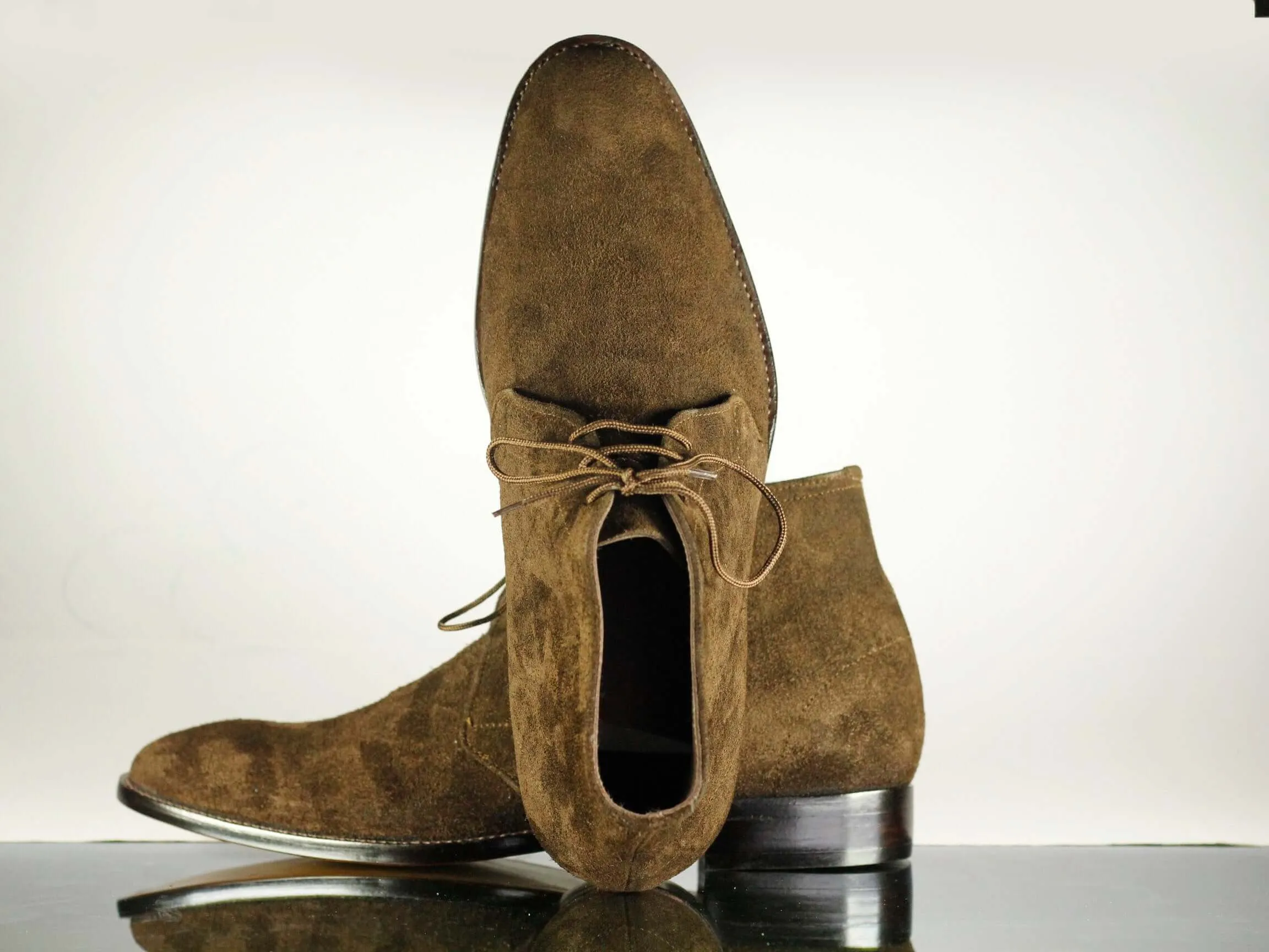 Handmade Men's Brown Chukka Suede Lace Up Boots, Men Ankle Boots, Men Designer Fashion Boots