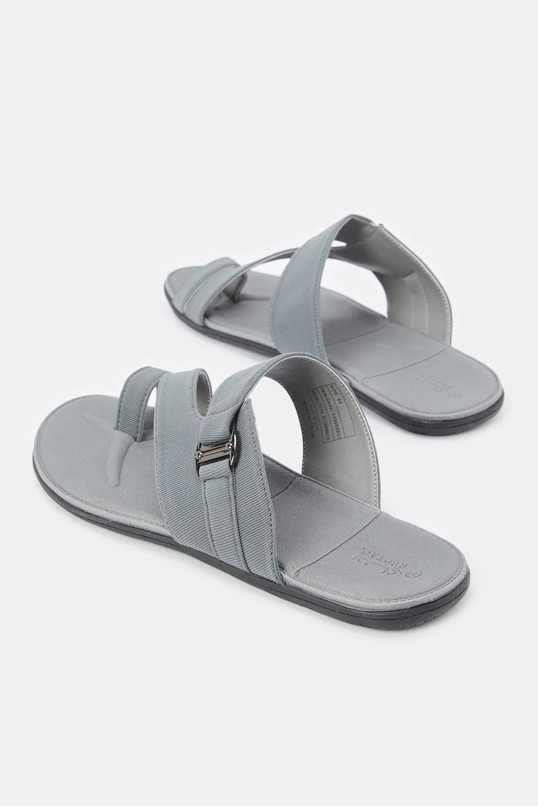 Men Grey Toering Footbed Sandal