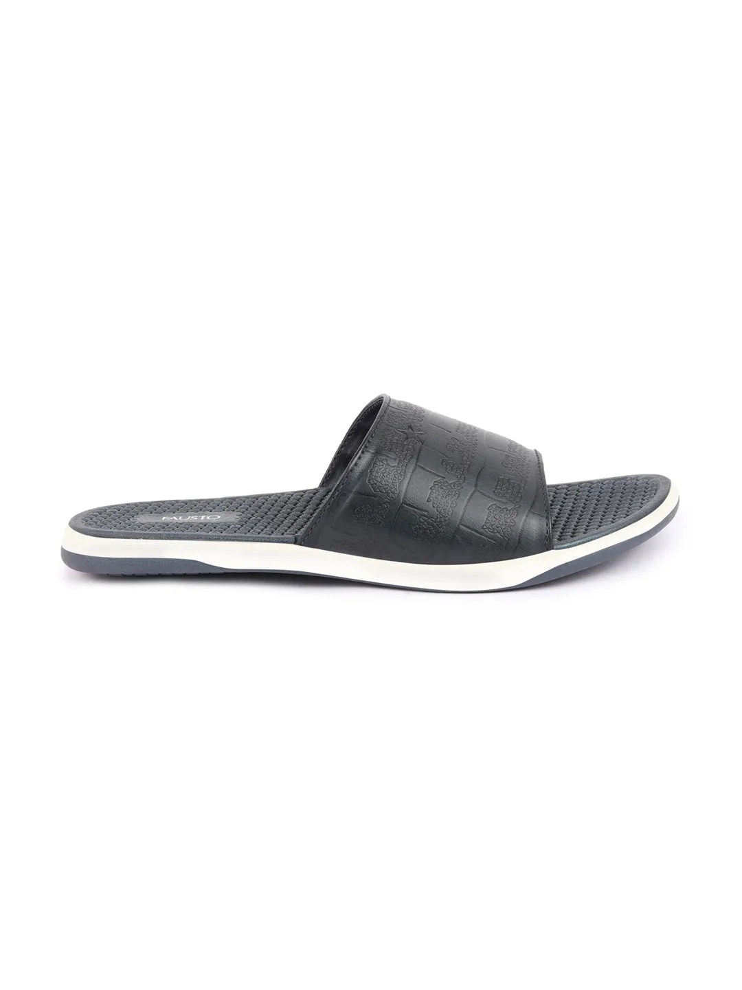 Men Navy Blue Open Toe Ultra Light Flexible Slip-On Slippers Flip-Flops