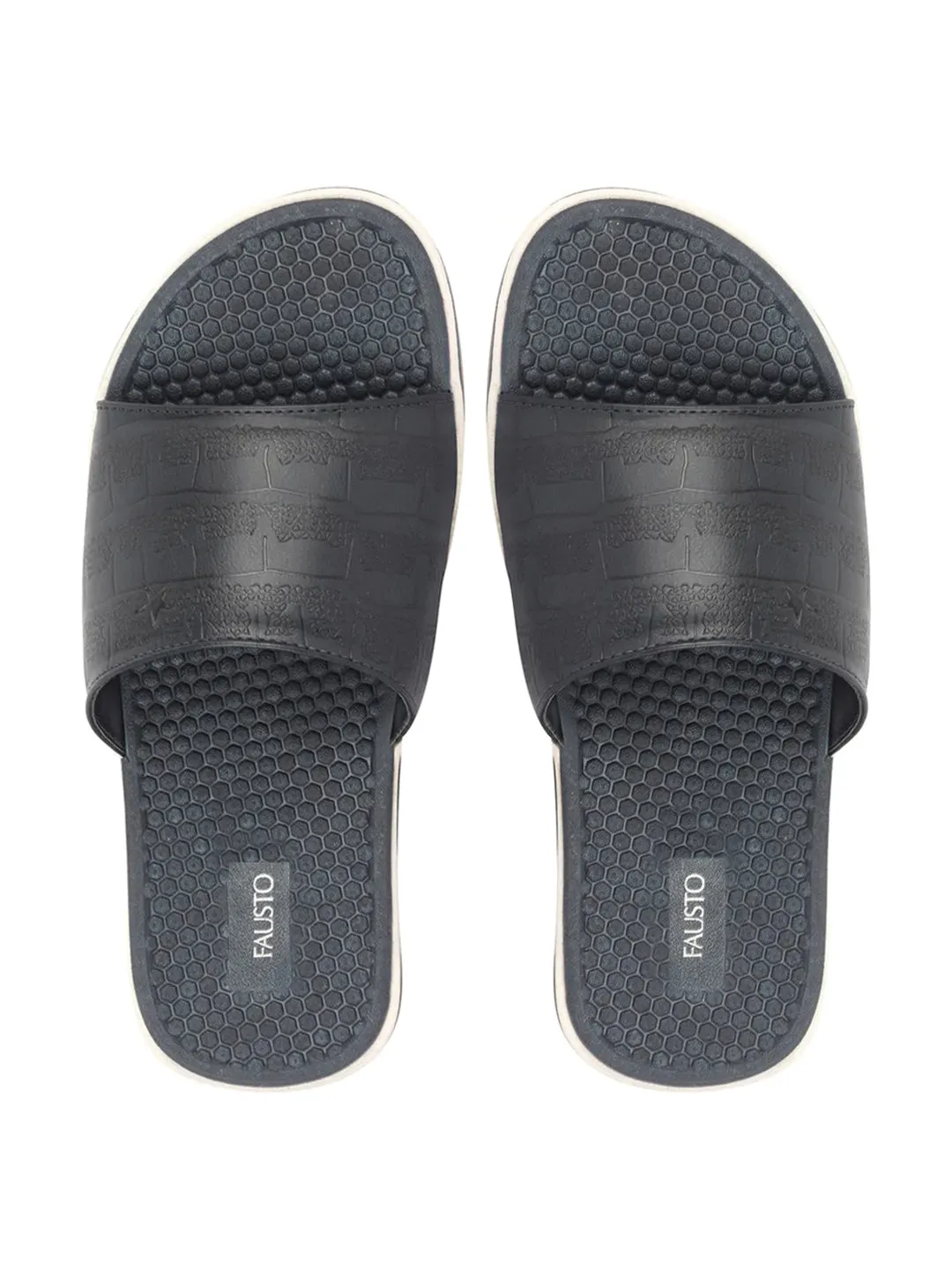 Men Navy Blue Open Toe Ultra Light Flexible Slip-On Slippers Flip-Flops