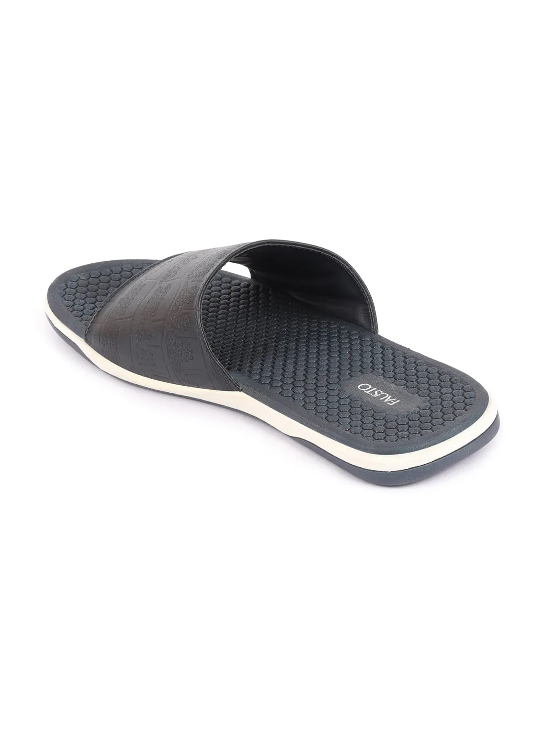 Men Navy Blue Open Toe Ultra Light Flexible Slip-On Slippers Flip-Flops