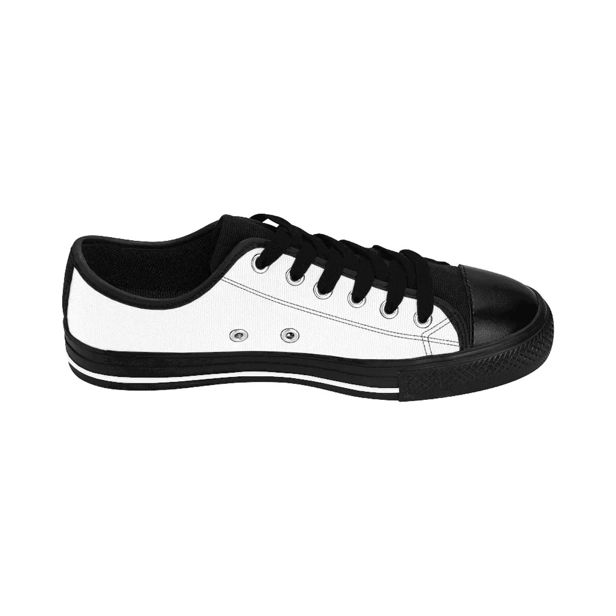 Men's White Low Top Sneakers, Solid White Men's Running Low Top Premium Sneakers (US Size: 7-14)