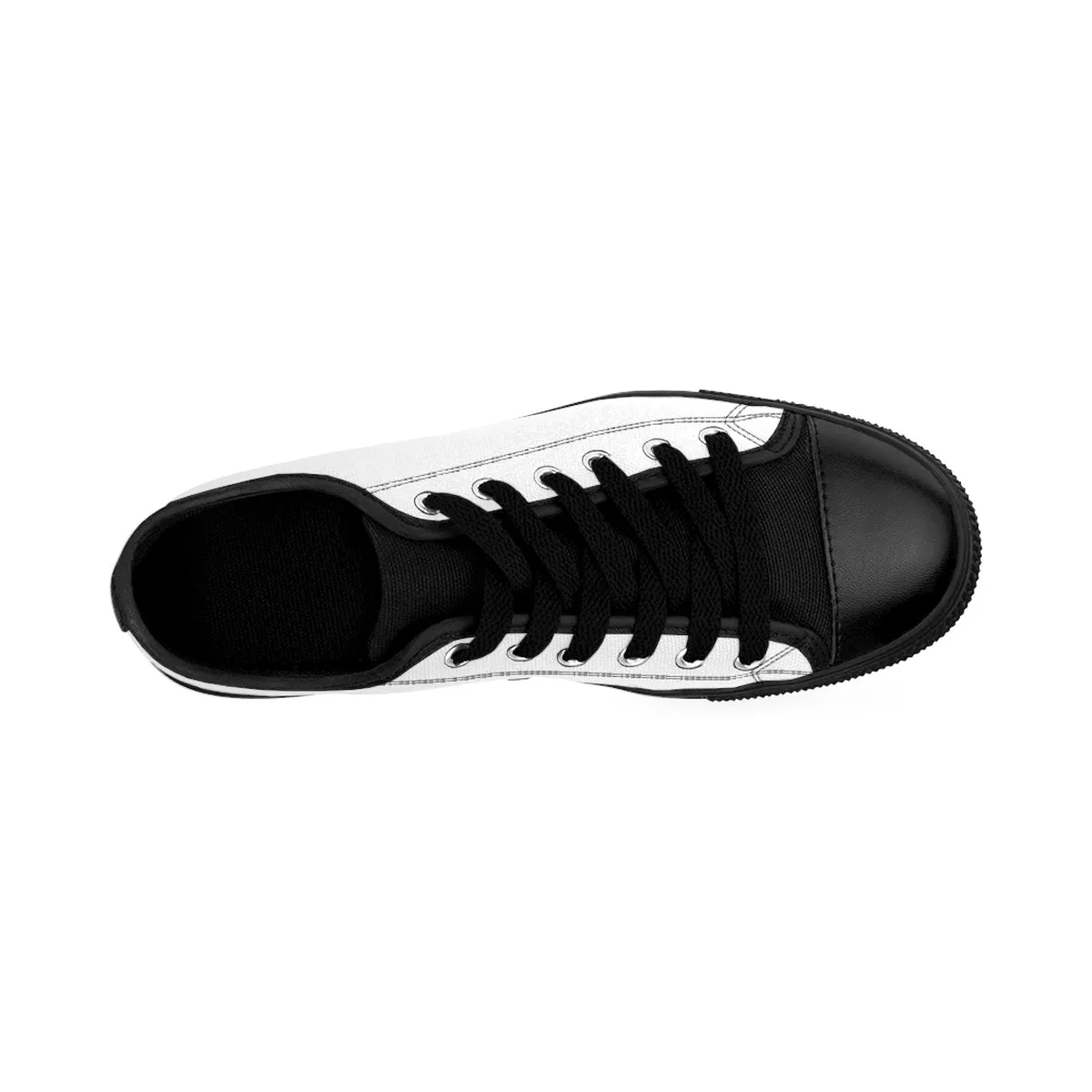 Men's White Low Top Sneakers, Solid White Men's Running Low Top Premium Sneakers (US Size: 7-14)