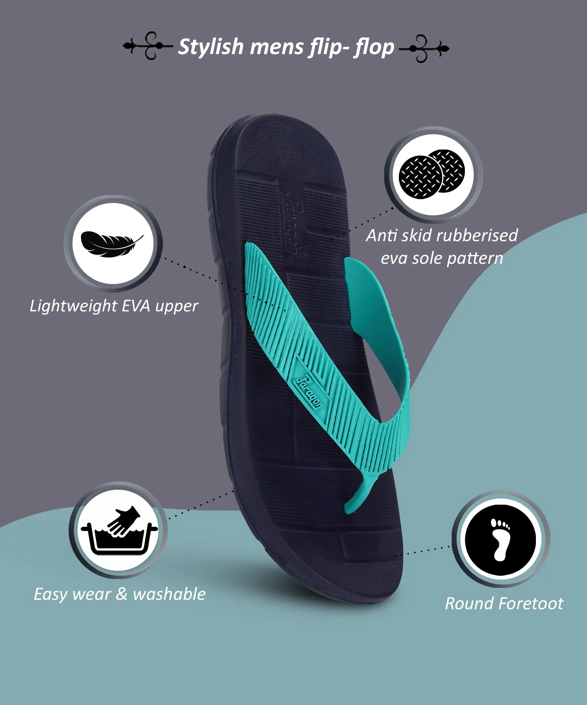 Paragon EVK3416G Men Slippers | Lightweight Flipflops for Indoor & Outdoor | Casual & Comfortable | Anti Skid sole | For Everyday Use