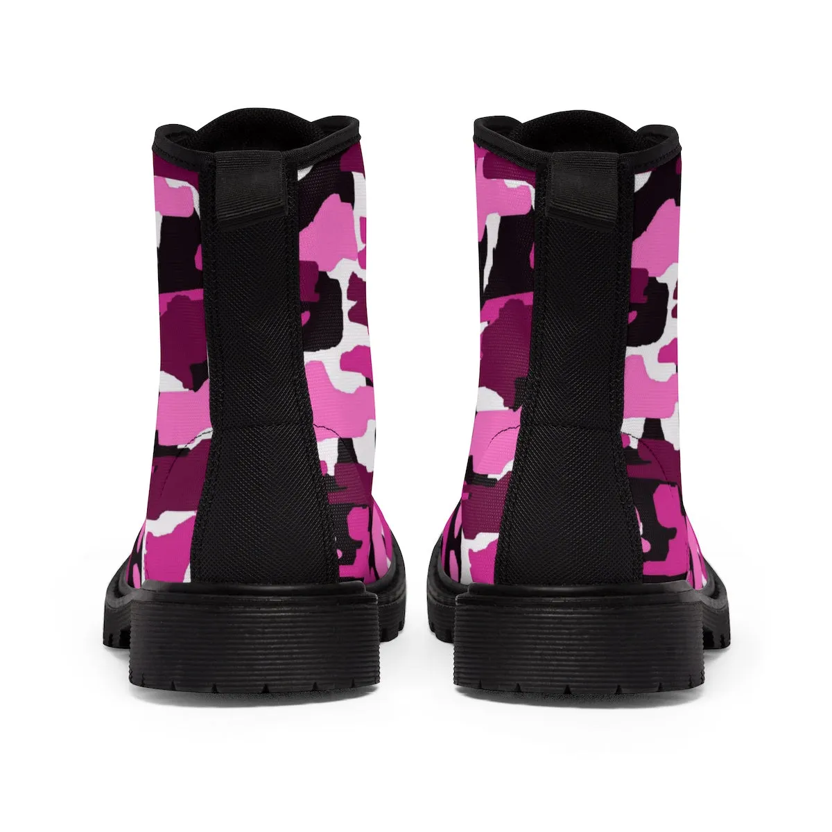 Purple Pink Camo Men's Boots, Camouflage Military Army Canvas Winter Hiking Boots (US Size: 7-10.5)