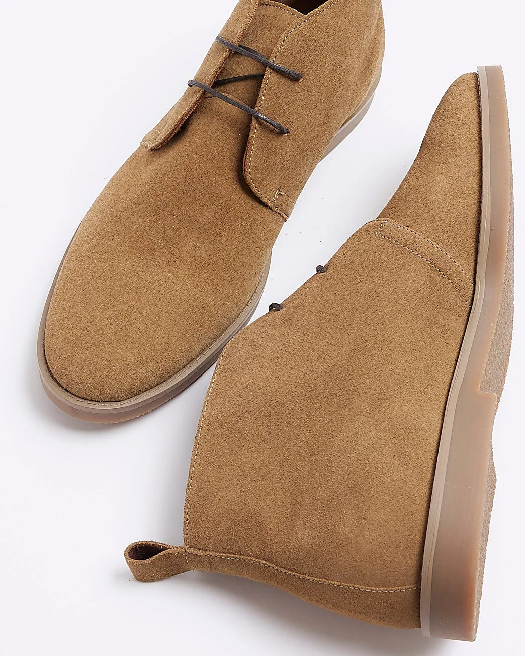 River Island Men's Chukka Suede Formal Work Dress Boots Light Brown