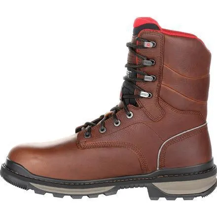 Rocky Men's Rams Horn 8" Comp Toe WP Ins Work Boot - Brown - RKK0284