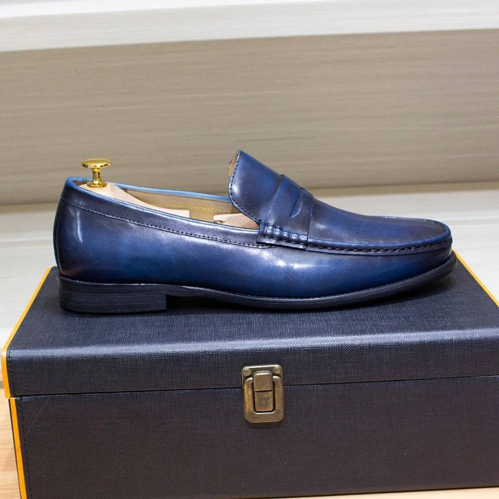 Sfarzo - Luxury Men's Leather Penny Loafers (Blue or Black)