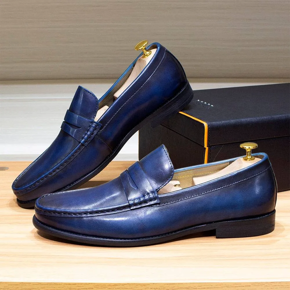 Sfarzo - Luxury Men's Leather Penny Loafers (Blue or Black)