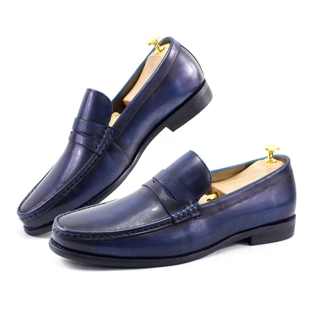 Sfarzo - Luxury Men's Leather Penny Loafers (Blue or Black)