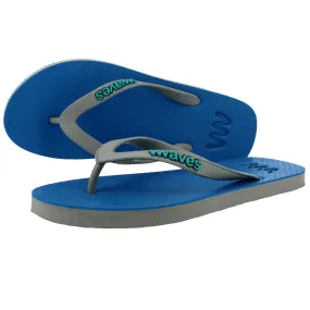 Waves Men's Flip Flop, Grey & Blue