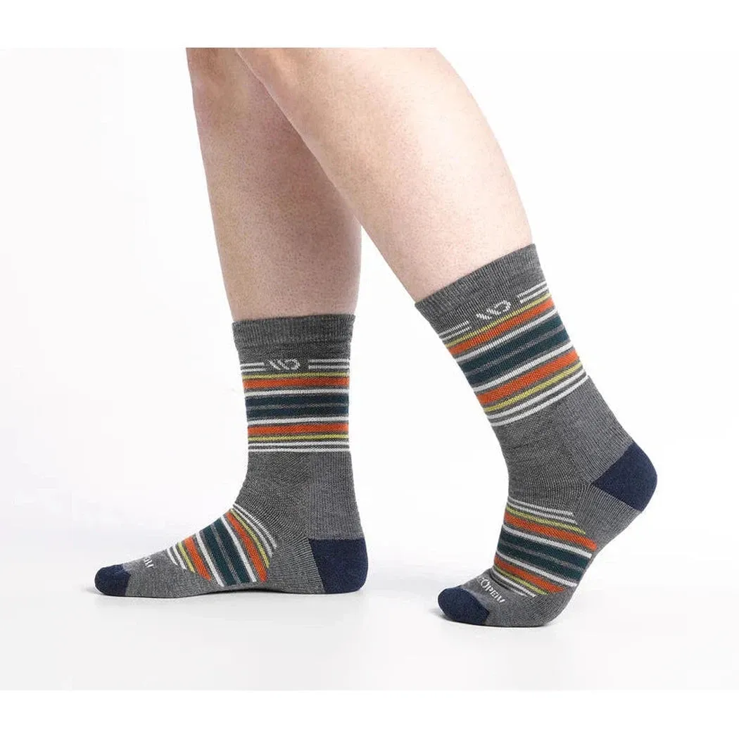 Wide Open Men's Multi Stripe Midweight Micro Crew Sock