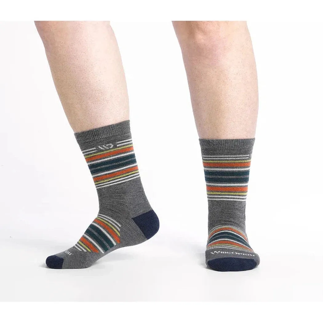 Wide Open Men's Multi Stripe Midweight Micro Crew Sock